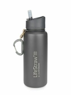 LifeStraw Go Stainless Steel Wasserflasche mit 2-Stufen-Filter grau